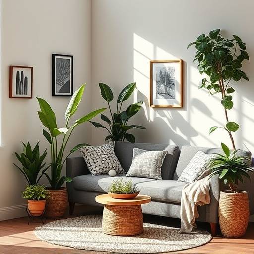 Foto de um canto aconchegante de uma sala de estar decorada com diversas plantas que prosperam na sombra, criando um ambiente relaxante e convidativo.