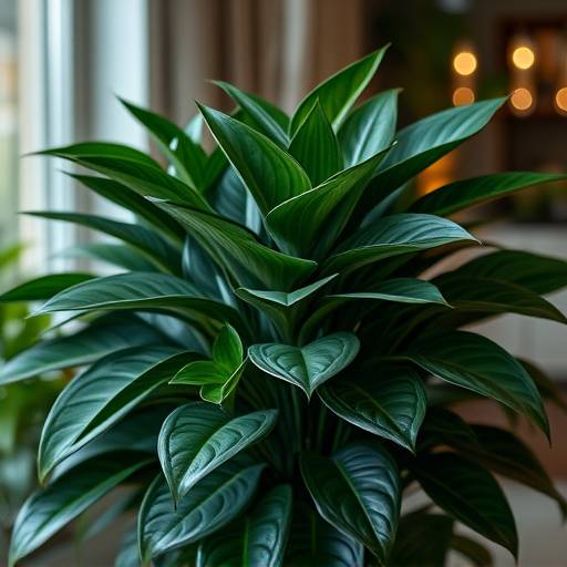 Imagem de uma Zamioculcas Zamiifolia, também conhecida como ZZ Plant, com suas folhas verde-escuras e brilhantes.